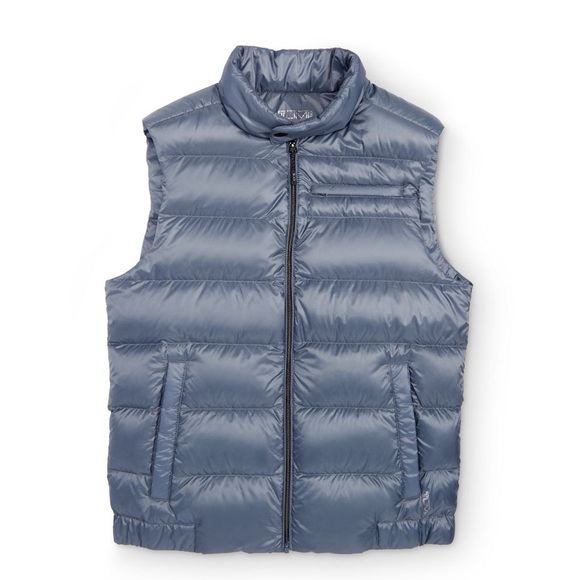 New Tumi Pax Vest Puffer Down Filled Blue Stone Grey Winter Coat L - XL - Picture 10 of 12